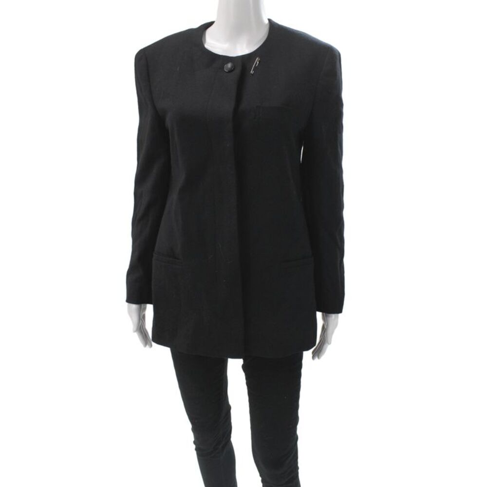 Sanyo Women Basic Jacket Black Wool Button Long Sleeve Size 4